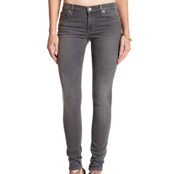 HUDSON Krista Super Skinny Jeans 5-Pocket Dungaree Denim Pants Mid-rise, Grey - Picture 2 of 13